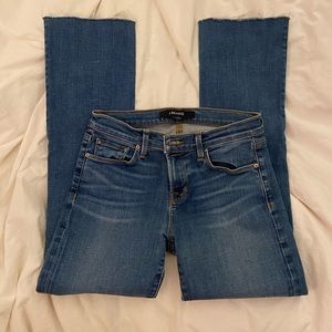 🐬J brand Brooke style jeans waltz wash crop straight leg raw hem petite 26